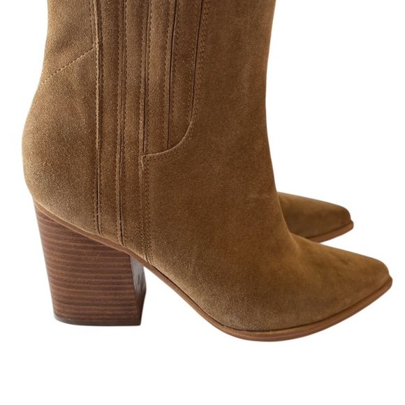 Marc Fisher LTD Women’s Oshay Pointed Toe Leather Suede Ankle Boots Tan 11M - Picture 1 of 9